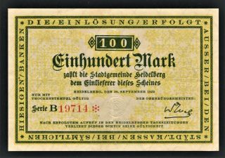 Vad - Heidelberg - 100 Mark Inflation Note - 1 A/u
