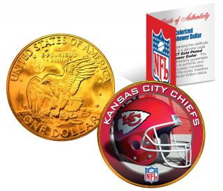 Kansas City Chiefs Nfl 24k Gold Plated Ike Dollar Us Coin Nfl Licensed