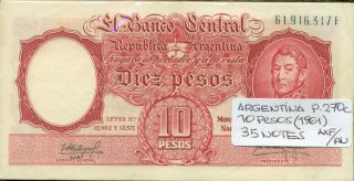 Argentina Bundle 35 Notes 10 Pesos (1961) P 270c Axf/au