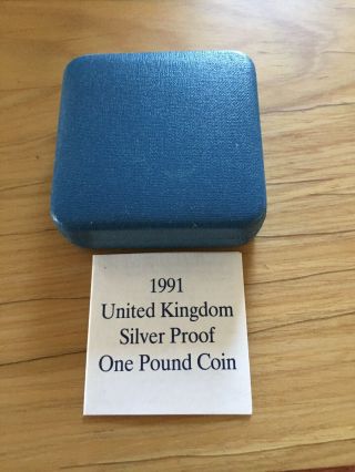 1991 United Kingdom Silver Proof One Pound Coin Box & 4