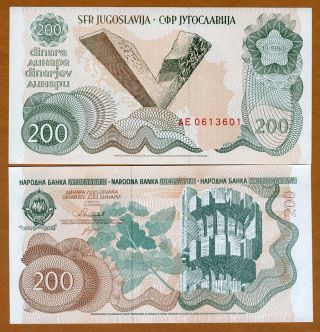 Yugoslavia,  200 Dinara,  1990,  Pick 102,  Unc