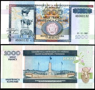 Burundi 1000 1,  000 Francs 1997 P 39 Unc