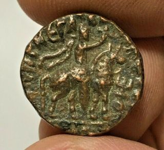 Ancient Indo - Greek Bronze Coin Tetradrachm Menander 7.  8gr 20.  2mm