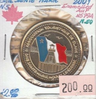 Baie Sainte - Marie Nova Scotia Canada - Trade Dollar - 2001 Enameled Gold Plated