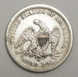 1857 S Seated Liberty Quarter 25 Cents - Key Date,  82,  000 Minted D024 2