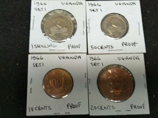 1966 Uganda 4 Proof Coin Set
