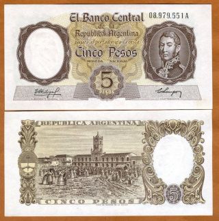 Argentina,  5 Pesos,  Nd (1960 - 1962),  P - 275a,  Unc Over 50 Years Old