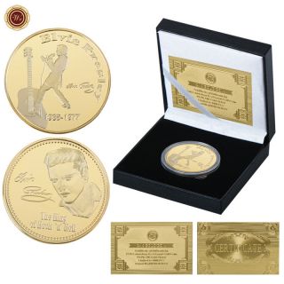 Wr Elvis Presley 1935 - 1977 24k Gold Coin Music Fans Souvenir In Gift Box