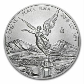 Libertad - Mexico - 2019 5 Oz Silver Brilliant Uncirculated Coin Bu In Capsule