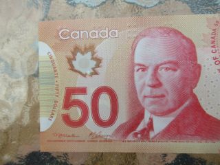 Canadian $50 Dollar Bank Note Polymer Bill HCN3538669 Circulated 2012 Canada 2