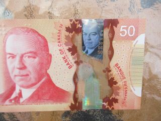 Canadian $50 Dollar Bank Note Polymer Bill HCN3538669 Circulated 2012 Canada 3