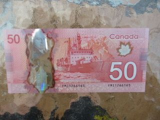 Canadian $50 Dollar Bank Note Polymer Bill HCN3538669 Circulated 2012 Canada 4