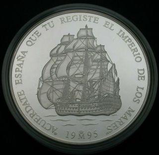 Spain 25 Ecu 1995m Proof - Silver - Nautical Empire - In Capsule