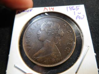A14 Canada Newfoundland 1865 Large Cent Au Trends 120 Cad In 50