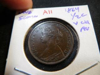 A11 Canada Nova Scotia 1864 1/2 Cent Very Choice Au