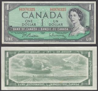 Canada 1 Dollar 1954 (1961 - 72) (vf, ) Banknote Qeii P - 75b