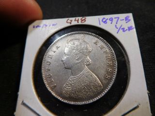 G48 India British 1897 - B 1/2 Rupee