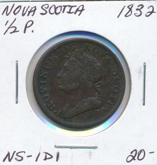 Canada Nova Scotia Half Penny Token Ns - 1d1 1832