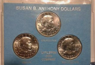 1979 P - D - S Susan B.  Anthony First Year Set 3 Coins Bu.