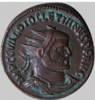 Roman Imperial Diocletian Standing Right,  Holding Scepter And Receiving Victory