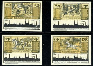 Germany Notgeld Munchenbernsdorf 10,  25,  50,  75 Pfg Unc Notes
