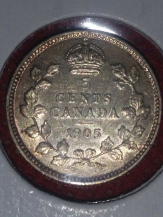 1905 Canada 5 Cent Ef Silver Coin