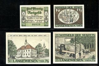 Germany Notgeld 5,  10,  25,  50 Notes Unc Langewiesen