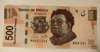 2016 Mexico Banknote - $500 Pesos With Diego Rivera And Frida Kahlo - About Unc