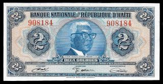 World Paper Money - Haiti 2 Gourdes L.  1919 P201 1st Issue No Prefix @ Crisp Unc