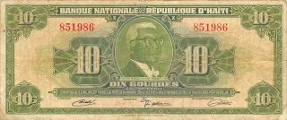 Haiti 10 Goudes L.  12.  4.  1919 P 203a Circulated Banknote Jjw2