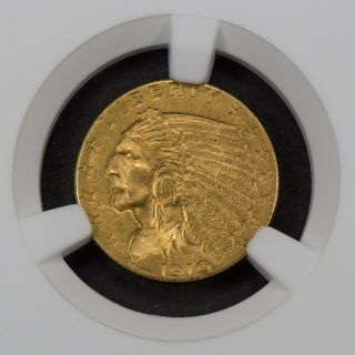 1910 G$2.  50 INDIAN HEAD GOLD QUARTER EAGLE,  UNC COIN NGC MS 62 Q058 3