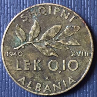 0.  10 Lek 1940 Shqipni Albania / Coin