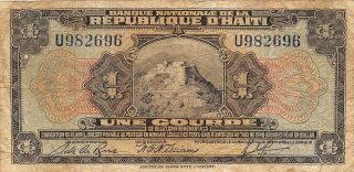 Haiti 1 Gourde Nd.  1925 P 160a Series U Circulated Banknote Jlb27