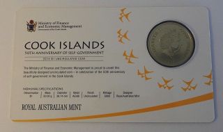 2015 $1 Cook Islands 50th Anniversary of self - government Blister uncirculated 2