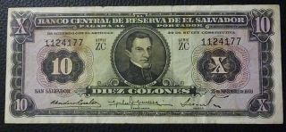 El Salvador Banknote 10 Colones,  Pick 99 Vf 1959 - Serie Zc