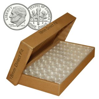 Dime Direct - Fit Airtight 18mm A18 Coin Capsule Holders For Dimes (qty: 25) W/box