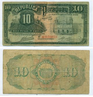 Paraguay Note 10 Pesos Law 1920 & 1923 Moreschi - Jacquet P 150