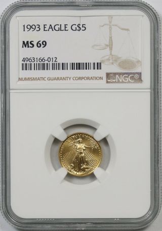 1993 Gold Eagle $5 Ngc Ms 69 (tenth - Ounce) 1/10 Oz Fine Gold