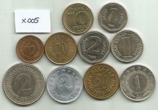 Yugoslavia 10 Different Coins