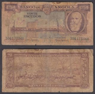 Angola 20 Escudos 1956 (vg, ) Banknote Km 87