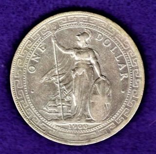 1900 C Great Britain Hong Kong China Straits Trade Dollar Silver Vf - Xf Rare Nors