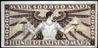 Mannheim 1923 " Badische Bank " 500,  000 Mark Inflation Notgeld German Banknote