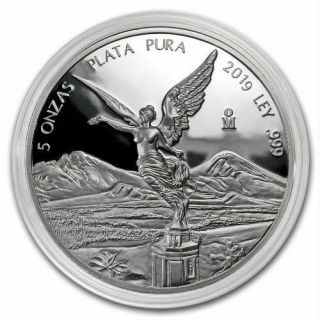 Proof Libertad - Mexico - 2019 5 Oz Proof Silver Coin In Capsule