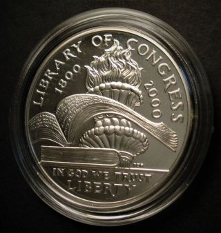 2000 U.  S.  Library of Congress Proof Commemorative Silver Dollar 2