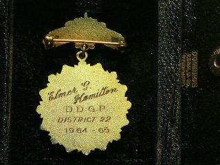 International Order Odd Fellows Gold Color Medal 1964 - 65 with Case G4449 2