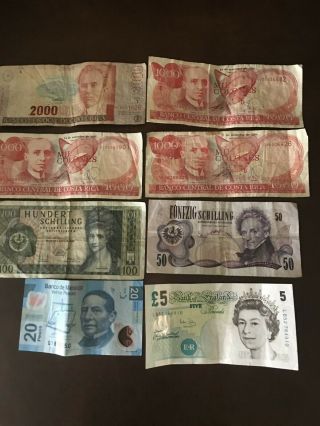 Group Of Circulated Austria Great Britain Costa Rica Mexico Currency
