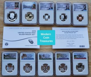 2019 Silver Proof 11 - Coin Set.  10 Coins Pf 70 Ultra Cameos W/ Reverse W 1c Pf 69