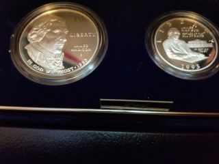 1993 Commemorative Set Bill Of Rights Two 90 Silver Proof Coins; $1 & 50c