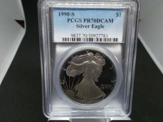 1990 - S American Silver Eagle Proof - Pcgs Pr70 Dcam