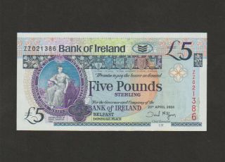 Ireland - Northern,  5 Pounds Banknote,  2008,  " Replacement " Ch,  Uncirculated,  Cat 83 - R - Zz